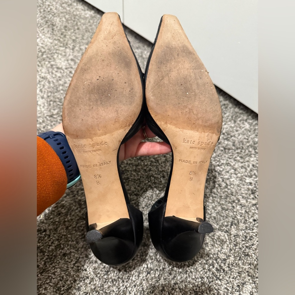 Kate Spade black kitten heel black leather shoes, women's size 8.5 - Picture 12 of 15